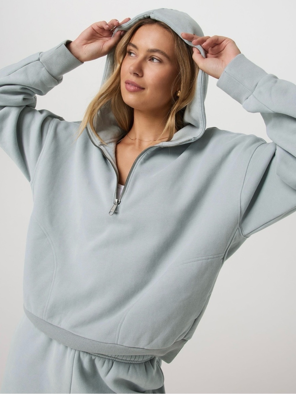 Vuori Restore Relaxed Half Zip Hoodie - Blue Haze